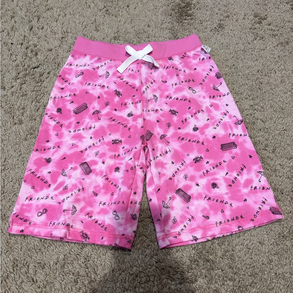 Pink FRIENDS Shorts with White Bow
